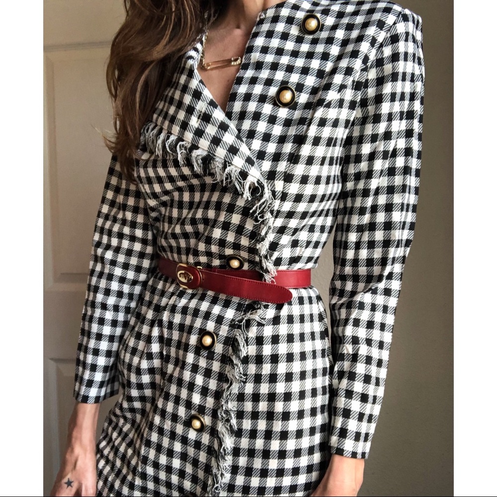 Vintage houndstooth button front dress - Picture 6 of 8